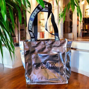 VICTORIA’S SECRET PINK Iridescent Gold Small Tote Bag w/ Black Strap